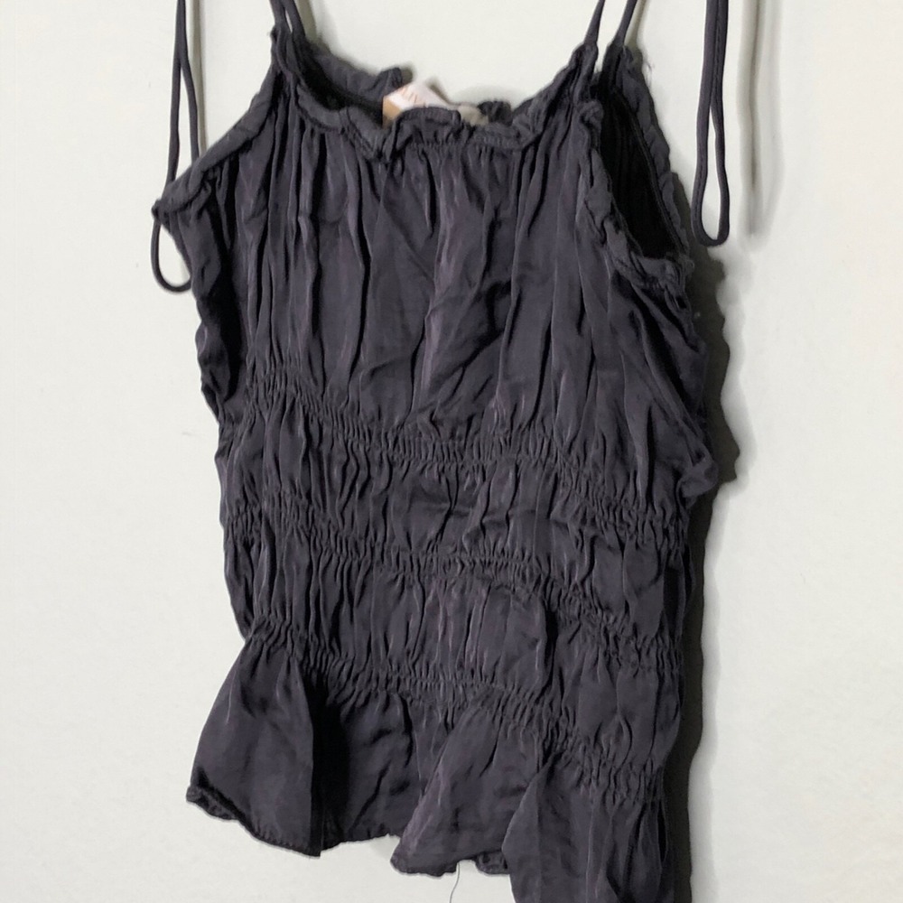 Olivaceous Tie Shoulder Tank‎ Top with Ruching Bodice Gray Size M Summer Goth